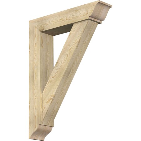 Ekena Millwork Traditional Traditional Rough Sawn Bracket w/ Offset Brace, Douglas Fir, 8"W x 36"D x 48"H BKT0806X36X48TRA01RDF
